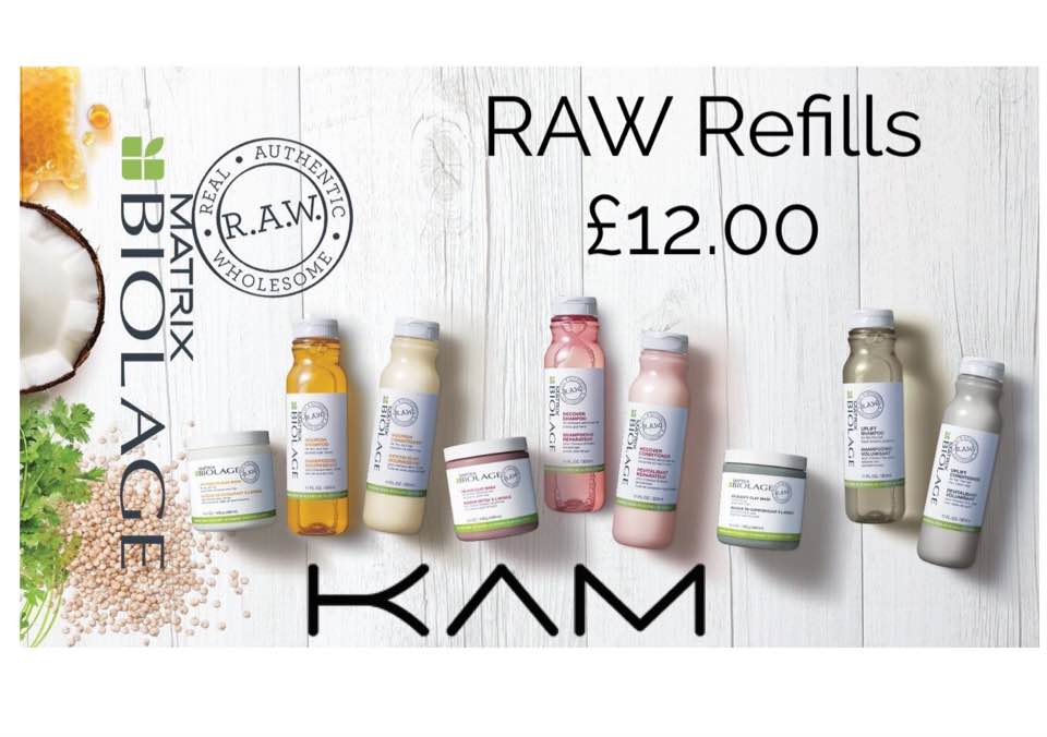 raw refils at kam hair and beauty salon in moray